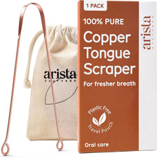 Arista Copper Tongue Scraper for Adults  Kids   100 Pure Copper Tongue Cleaner