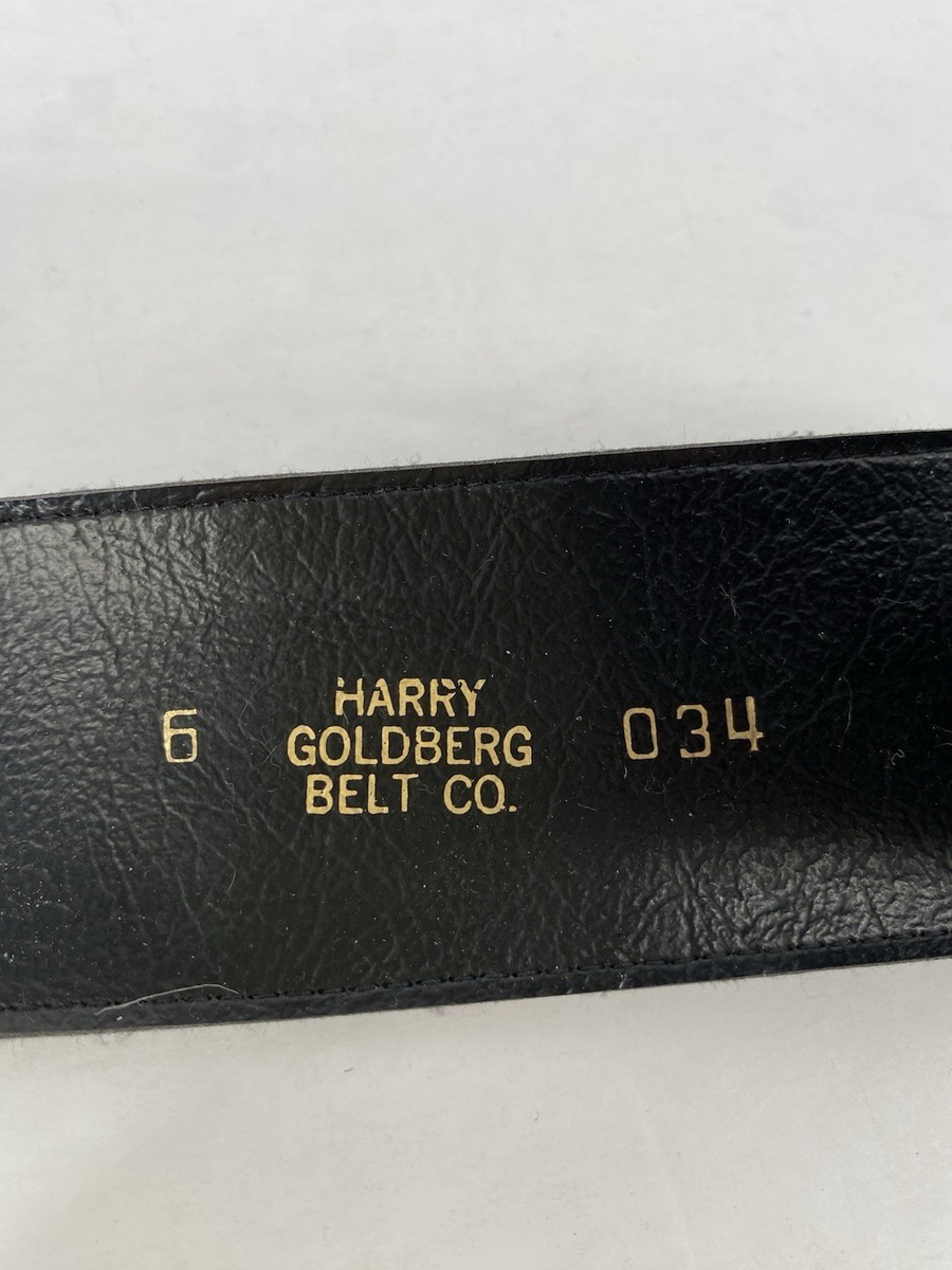 VTG Harry Goldberg Belt Co. Black Textured Classic Minimalist Artsy 26-29" XS View 3