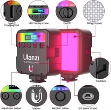 Ulanzi VL49 RGB Mini LED Video Light LCD Display Rechargeable 2000mAh