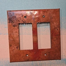VTG Copper Double Rocker Switch Plate Rustic Patina Arts Metal Wall Hardware USA
