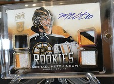 MICHAEL HUTCHINSON 2012-13 PANINI PRIME ROOKIE HOLOGOLD QUAD PATCH AUTO 05/25