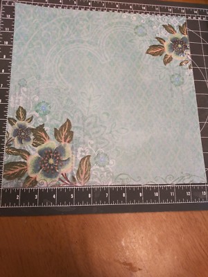 Scrapbook paper lot 12x12 K&Co Watercolor Bouquet Abrianna Teal Flowers Day 5p