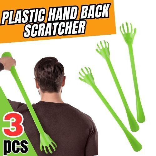 3 PACK 19 PLASTIC HAND BACK SCRATCHER LONG REACH With SHOEHORN Pick