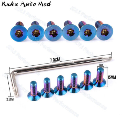 6pcs Brunt Blue Racing Steering Wheel Bolts Screws For Momo Nardi Sparco OMP NRG