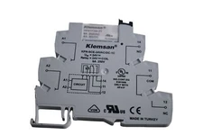 Lot of 6 NEW Klemsan KPR-SCE-24VACDC-1C interface relay, 35mm DIN rail mount, fi