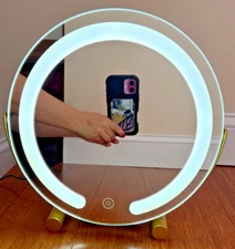 Vanity Make-up Mirror with Led Light, 12" inch Round Make-up Mirror 360 Rotate