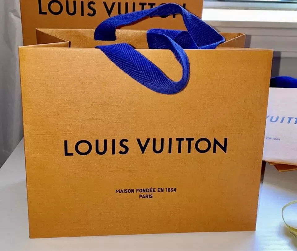 LOUIS VUITTON Authentic Paper Gift Shopping Bag Orange Sm 8.5 X 7