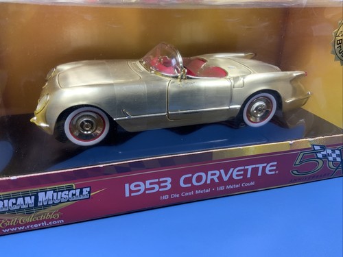 AMERICAN MUSCLE ERTL 1953 CORVETTE EXCLUSIVE LIMITED EDITION BRUSHED GOLD NEW - Picture 2 of 10