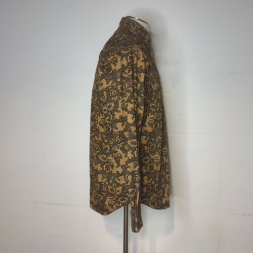 Cambridge Classics Long Sleeve Shirt Small Gold and Green Bird Paisley EUC - Picture 3 of 7