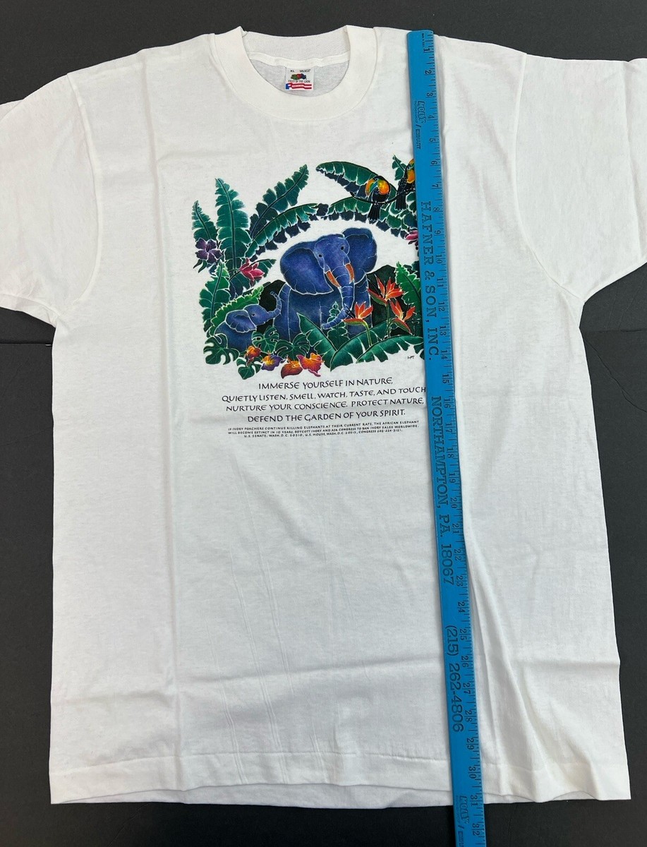 その他ブランド / Jim Morris/Tシャツ/L/コットン/WHT/プリント/90s/シングルステッチ Vintage 1987 Jim Morris Protect Elephants Environmental T-Shirt