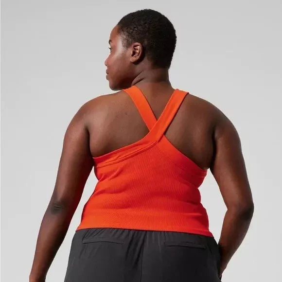 ATHLETA Horizon Tank Top PLUS SIZE 3X FLAME ORANGE Crop Top Yoga Workout NWT