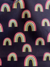 Rainbow On Navy Blue Fabric BTHY 18 x44 Pride Fabric LGBTQ 1980 s Retro Fabric