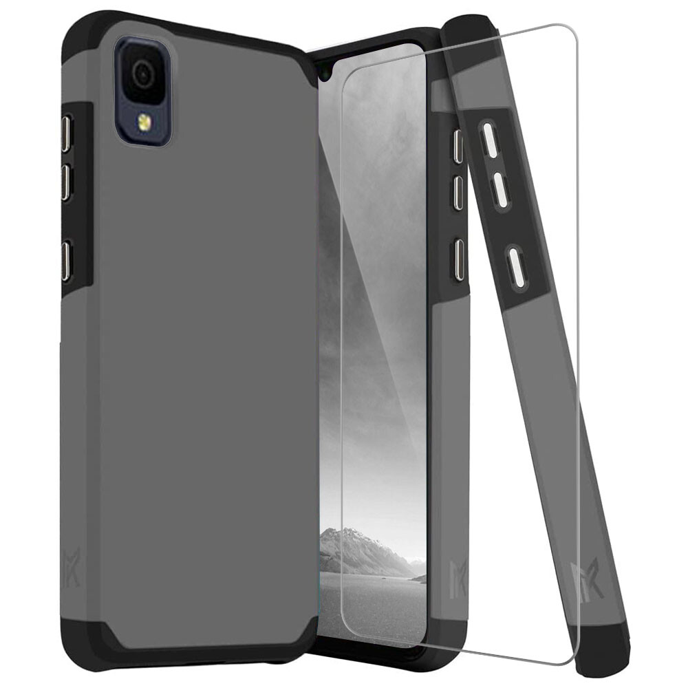 Dual Layer Hybrid Case + Tempered Glass For TCL 30Z / 30 LE – Shockproof Protective Cover (TJS Brand)