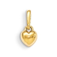 Childrens Heart Pendant 14K Yellow Gold 3D Love Charm