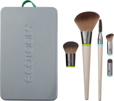 EcoTools Gesichtsset austauschbares Make-up Pinsel Set mit 5 Pinseln & Vorratsdose