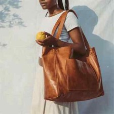 Women Extra Large Casual Soft Leather Handbag Shoulder Shopper Bag Tote