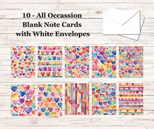 10 - Blank Note Cards  with Envelopes - All Occasion #024