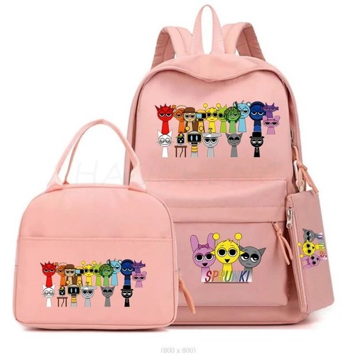 Sprunki - Schulranzen bunt Rucksack Schulbüchertasche mit Brotzeittasche Set / 3tlg - Bild 31 von 44