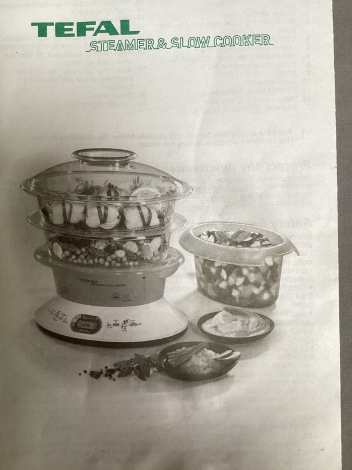 TEFAL Steam Cuisine SO3B 2 Food Steamer Tiers & Slow Cooker container, booklet eBay