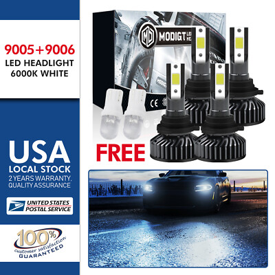 9005 9006 LED Combo Headlight Bulbs Kit 6000K White CSP 3570 Lamp High Low Beam