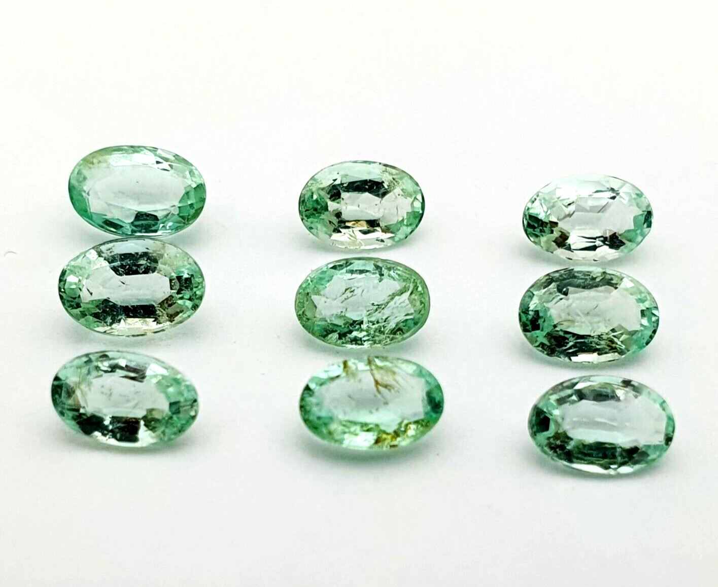 Natural Colombian Emerald Oval Cut Loose Gemstone Lot 9 Pcs 4x6 MM 3.80