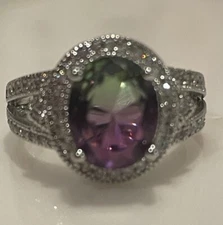 All Around Boutique AAB 925 Green Purple Bicolor Tourmaline Sz6 NWOT