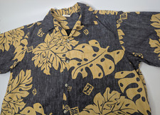 VTG Go Barefoot Loop Collar Shirt Men's Large Yellow Palm Reverse Hawaiian Aloha