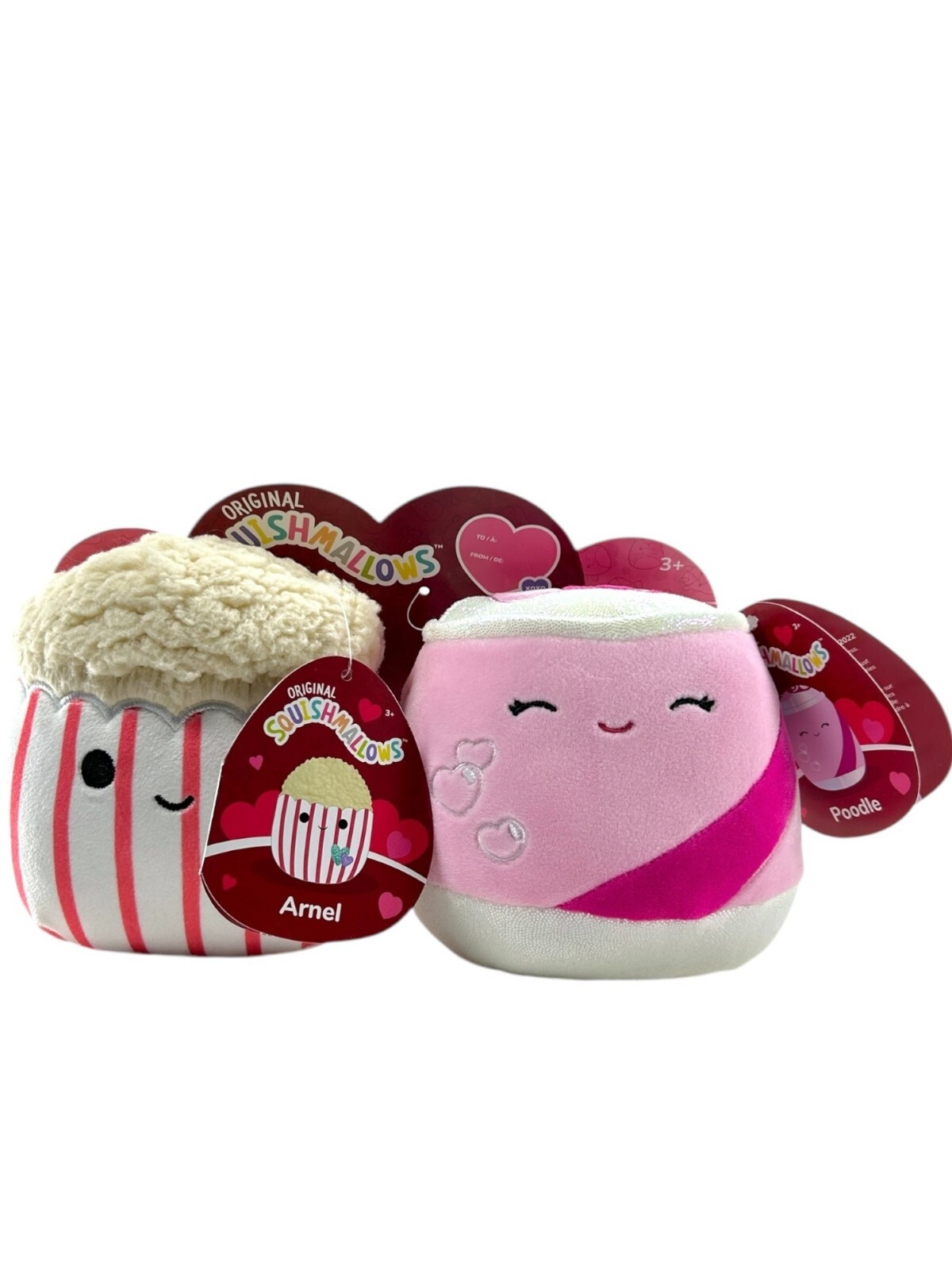 Squishmallow Valentines Bundle Couple Poodle Soda Pop Arnel Popcorn Plush Duo
