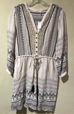 Anthropologie Floreat Perrie Peasant Dress Ivory Black Crochet Front Sz 6 NWT d2