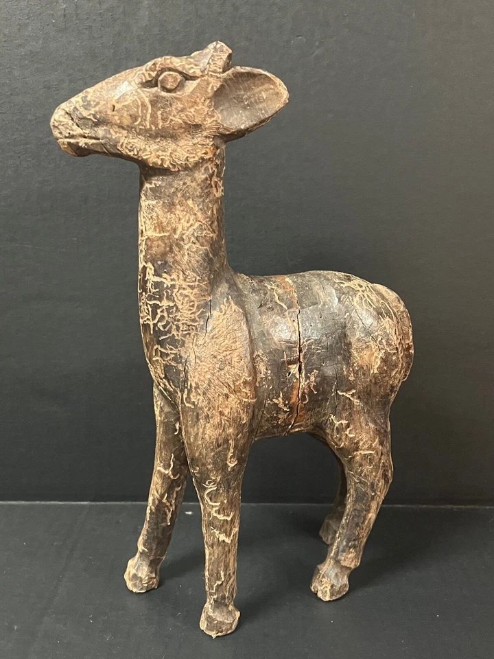 CARVED WOOD PAPER MACHE MOLD/SCULPTURE OF DEER  #T126 - Image 4 of 4