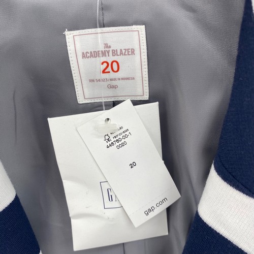Gap Jacket Womens 20 Plus Academy Blazer Navy White Striped Button Office NWT - Picture 5 of 11