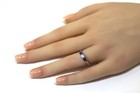 GIA certified 14k white gold .47ct diamond 3 stone sapphire engagement ring 3.3g — photo 10