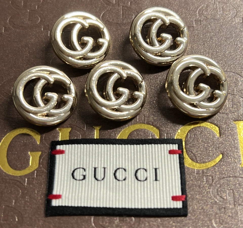 Ø 19 mm Set 5 Ersatzknöpfe + 1 Etikett Label Metall Knöpfe GG GUCCI Knopf Logo - Bild 4 von 4