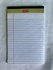 Staples Notepads 5" x 8" Narrow White 50 sheets