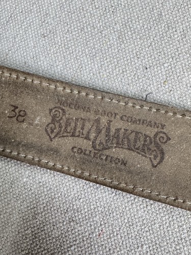 Belt Makers Leather Belt Size 38 Black Western Buckle USA Made  - Picture 6 of 13