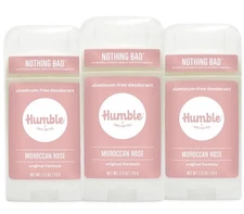 Humble Aluminum-Free Deodorant 3-Pack Moroccan Rose Natural Solid 2.5oz Each