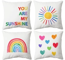 Boho You are My Sunshine Rainbow Sun Pillow, Kids Throw Pillows Rainbow Class...