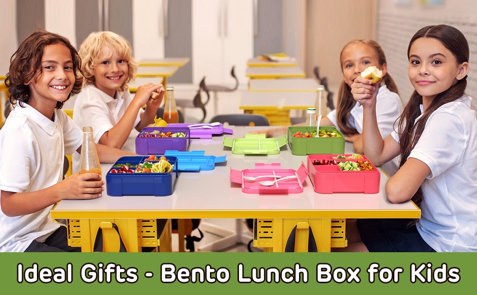 Bento Box Kids Lunch Box - 1450ml Lar Leakproof 6 partments