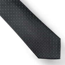 Alfani Men's Malone Geo Grid Slim Tie Necktie Slim Modern 2 3/4" Black