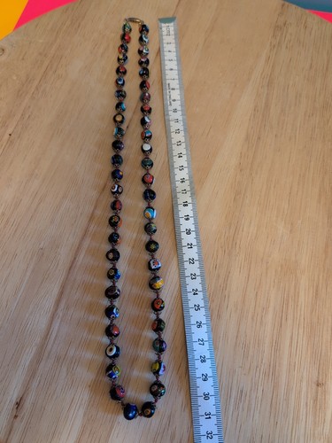Vintage Hand Knotted Murano Venetian Glass Bead Hand Knotted 30” LONG Necklace