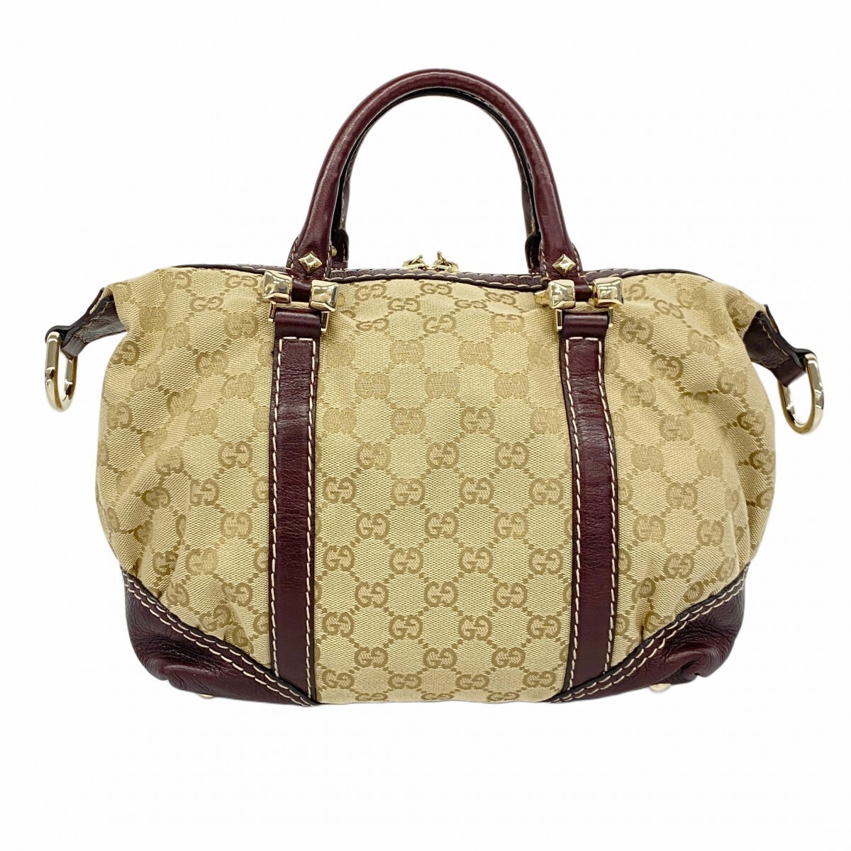 GUCCI GG Canvas Handbag with Gold Hardware 189893 689536