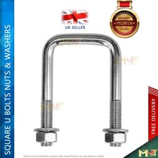 SQUARE U BOLTS NUTS & WASHERS M10 ZINC PLATED BRACKET FOR CAR BOAT FARM TRAILERS