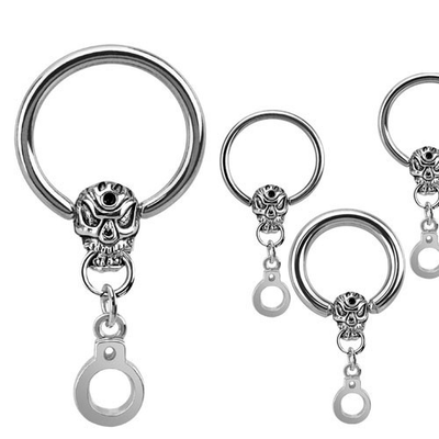#ad Skull and Handcuff Dangle CBR 316L Surgical Stainless Steel $4.00