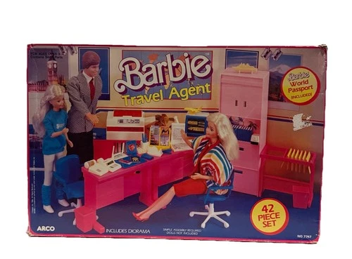 1986 Barbie Travel Agent Playset Vintage Arco Playset Opened Box
