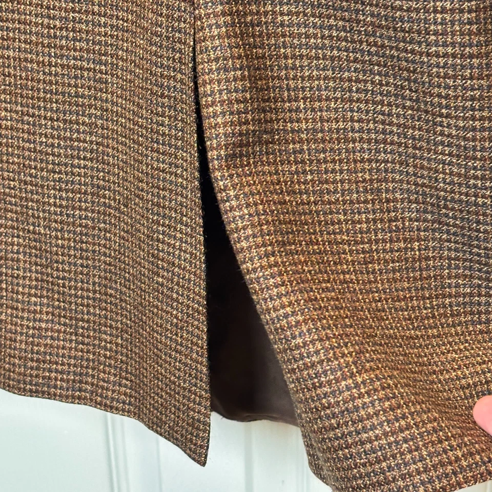 Canali Sport Coat 60R US 50R Brown Houndstooth Wool Made in Italy Blazer Jacket - Image 4 of 4