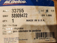 AC Delco Professional Part # 33755 6 ft Bulk Reel of 2-1/2 inch Air Duct Hose