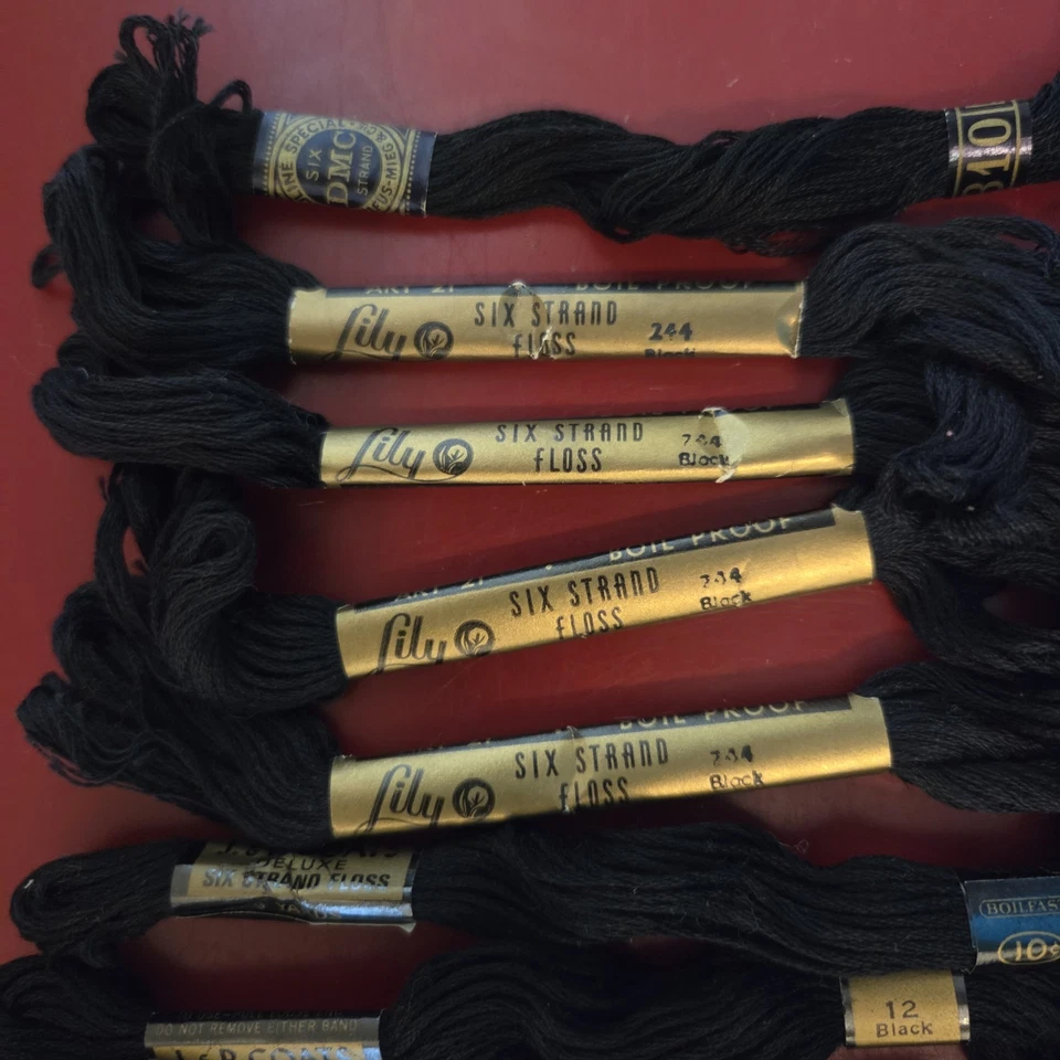 Lot Of 20 Black JP Coats, Lily, Star, DMC Embroidery Floss New Vintage - Image 4 of 4