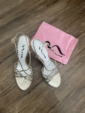 Heels Nina Womens Gold Pumps Dress Shoes Metallic Strappy High 8.5 Sandals