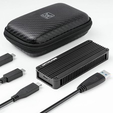 Aluminum M.2 NVME SATA SSD Enclosure Adapter with Bag, USB 3.2 Gen 2 Black