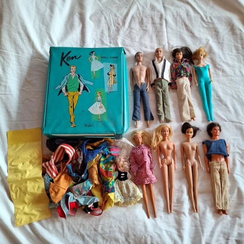 1960’s Barbie & Ken PJ Dolls Case Costumes Clothes Accessories Lot